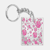 Polka Dot Koe Roze en Wit Sleutelhanger (Voorkant Links)