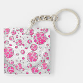 Polka Dot Koe Roze en Wit Sleutelhanger (Achterkant)