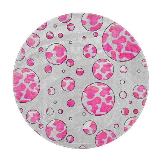 Polka Dot Koe Roze en Wit Snijplank (Voorkant)