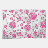 Polka Dot Koe Roze en Wit Theedoek (Horizontaal)