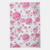 Polka Dot Koe Roze en Wit Theedoek (Verticaal)