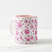Polka Dot Koe Roze en Wit Tweekleurige Koffiemok (Voorkant links)