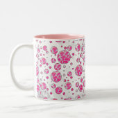 Polka Dot Koe Roze en Wit Tweekleurige Koffiemok (Links)