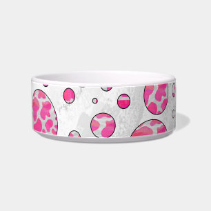 Polka Dot Koe Roze en Wit Voerbakje