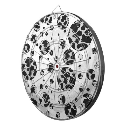 Polka Dot Koe zwart-wit afdrukken Dartbord (Voorkant Rechts)