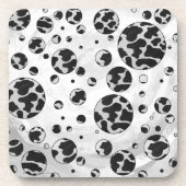 Polka Dot Koe zwart-wit afdrukken Drankjes Onderzetter (Voorkant)