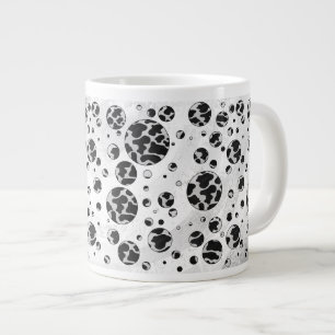 Polka Dot Koe zwart-wit afdrukken Grote Koffiekop