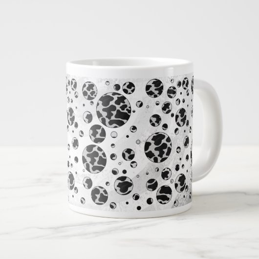 Polka Dot Koe zwart-wit afdrukken Grote Koffiekop (Voorkant rechts)