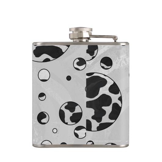 Polka Dot Koe zwart-wit afdrukken Heupfles (Achterkant)