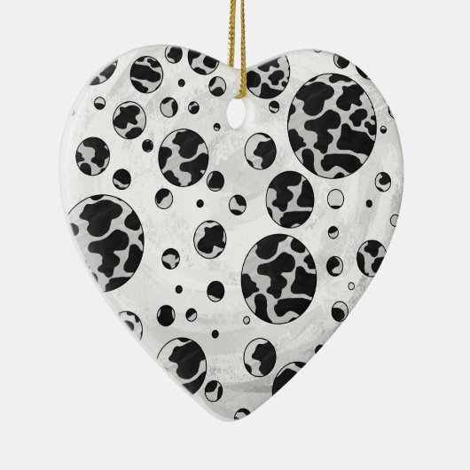 Polka Dot Koe zwart-wit afdrukken Keramisch Ornament (Rechts)
