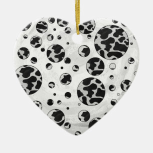 Polka Dot Koe zwart-wit afdrukken Keramisch Ornament