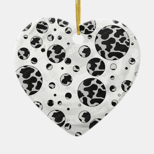 Polka Dot Koe zwart-wit afdrukken Keramisch Ornament (Voorkant)