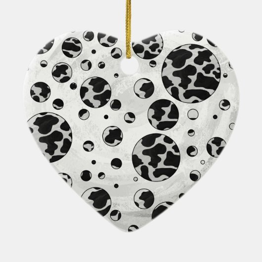 Polka Dot Koe zwart-wit afdrukken Keramisch Ornament (Achterkant)