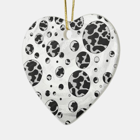 Polka Dot Koe zwart-wit afdrukken Keramisch Ornament (Links)