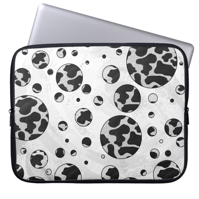 Polka Dot Koe zwart-wit afdrukken Laptop Sleeve (Voorkant)