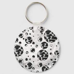 Polka Dot Koe zwart-wit afdrukken Sleutelhanger