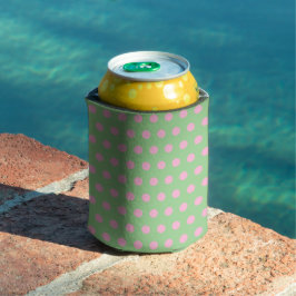 Polka Dot Koelbox (Sage Green & Pastel Pink) Blikjeskoeler