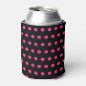 Polka Dot Koelbox (Zwart & Neon Roze) Blikjeskoeler (Blikje Voorkant)
