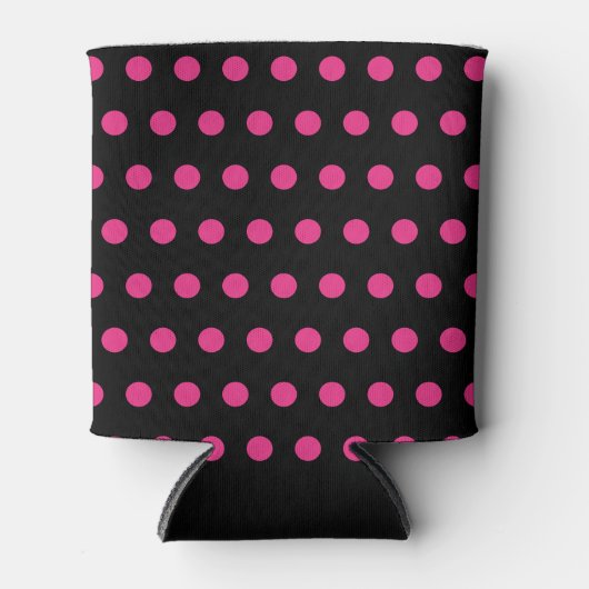 Polka Dot Koelbox (Zwart & Neon Roze) Blikjeskoeler (Voorkant)