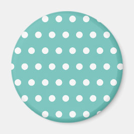 Polka Dot Koelkast Magneet (Aqua & Wit)