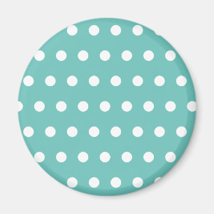 Polka Dot Koelkast Magneet (Aqua & Wit)
