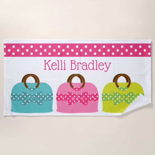 Polka Dot koopt gepersonaliseerde keukenhanddoeken Strandlaken (Voorkant)