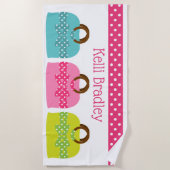 Polka Dot koopt gepersonaliseerde keukenhanddoeken Strandlaken (Voorkant)