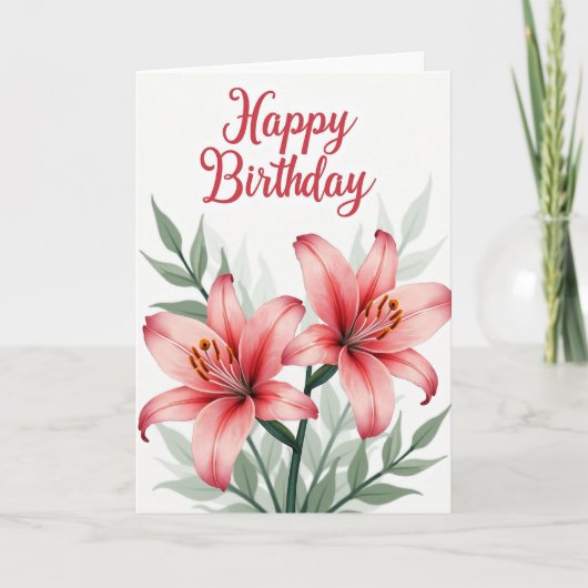 Polka Dot Koraal Bloem Kaart (Voorkant)