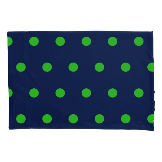 Polka Dot Kussensloop (Navy Blue & Lime Green) (Voorkant)