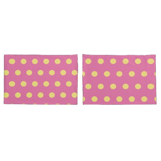 Polka Dot Kussenslopen (roze & zacht geel) (Achterkant-Set)
