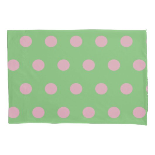 Polka Dot Kussenslopen (Sage Green & Pastel Pink) (Voorkant-Links)
