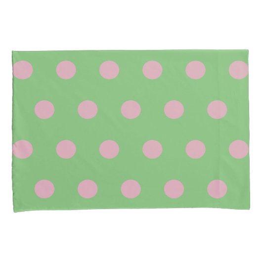 Polka Dot Kussenslopen (Sage Green & Pastel Pink) (Voorkant-Rechts)