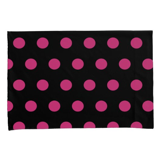 Polka Dot Kussenslopen (Zwart & Neon Roze) (Voorkant-Rechts)
