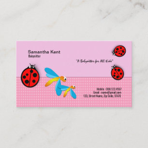 Polka Dot Ladybug Dragonfly Delight Visitekaartje