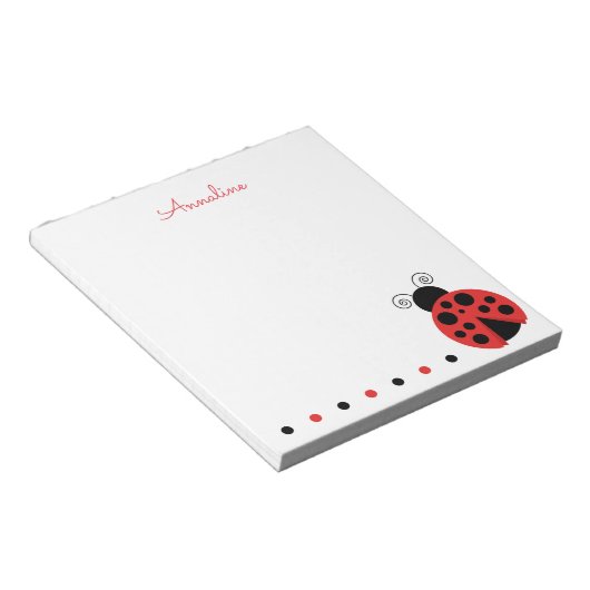 Polka Dot Ladybug Persoonlijk Notitieblok (Schuin)