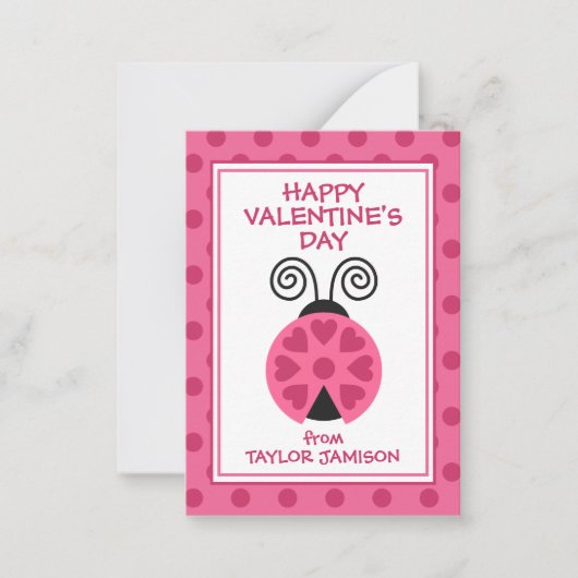 Polka Dot Ladybug Valentijnse klaslokaalkaarten Notitiekaartje (Voorkant)