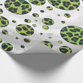 Polka Dot Leopard Black en Green Cadeaupapier (Hoek)