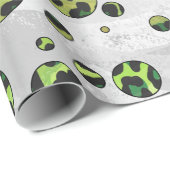 Polka Dot Leopard Black en Green Cadeaupapier (Rol Hoek)