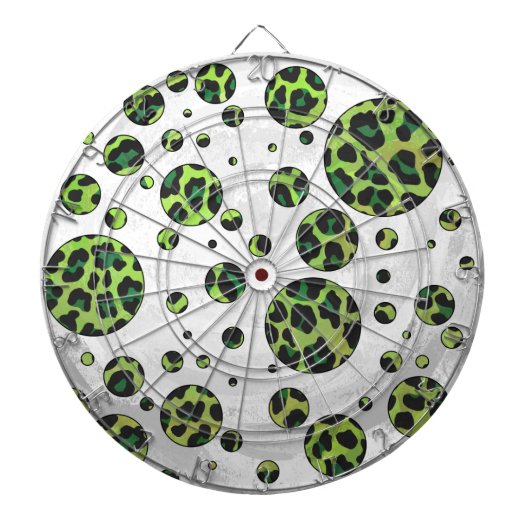 Polka Dot Leopard Black en Green Dartbord (Voorkant)