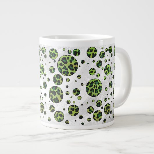 Polka Dot Leopard Black en Green Grote Koffiekop (Voorkant rechts)