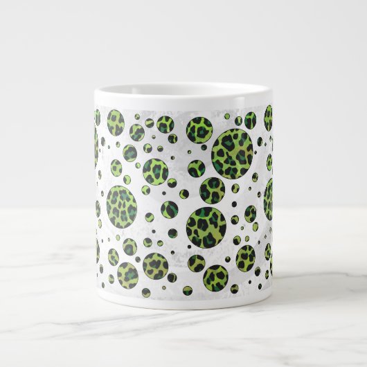 Polka Dot Leopard Black en Green Grote Koffiekop (Voorkant)