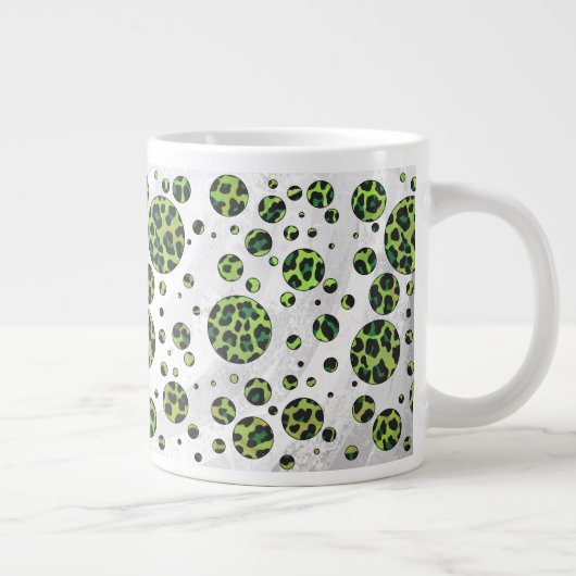 Polka Dot Leopard Black en Green Grote Koffiekop (Rechts)