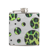 Polka Dot Leopard Black en Green Heupfles (Voorkant)