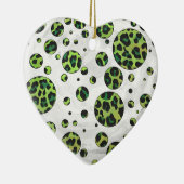 Polka Dot Leopard Black en Green Keramisch Ornament (Rechts)