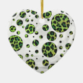 Polka Dot Leopard Black en Green Keramisch Ornament (Voorkant)