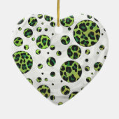 Polka Dot Leopard Black en Green Keramisch Ornament (Achterkant)