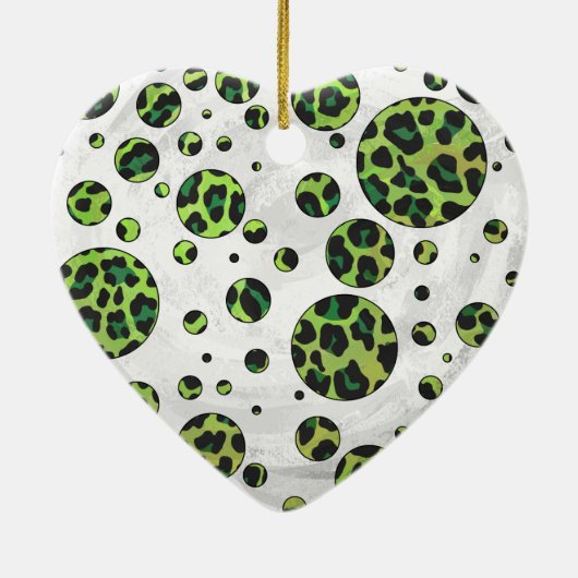 Polka Dot Leopard Black en Green Keramisch Ornament (Achterkant)