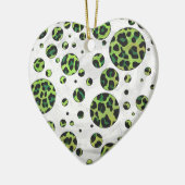 Polka Dot Leopard Black en Green Keramisch Ornament (Links)