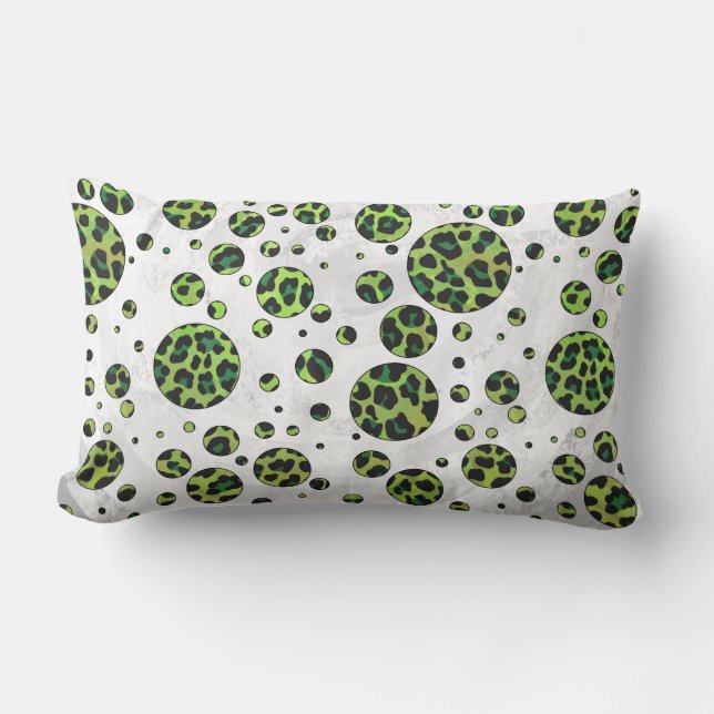 Polka Dot Leopard Black en Green Kussen (Voorkant)