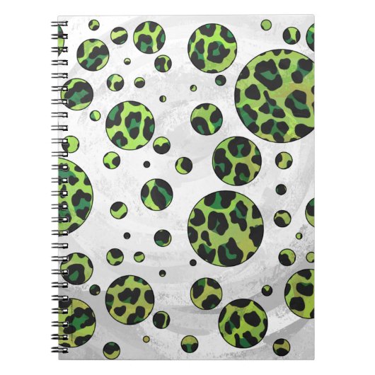 Polka Dot Leopard Black en Green Notitieboek (Voorkant)